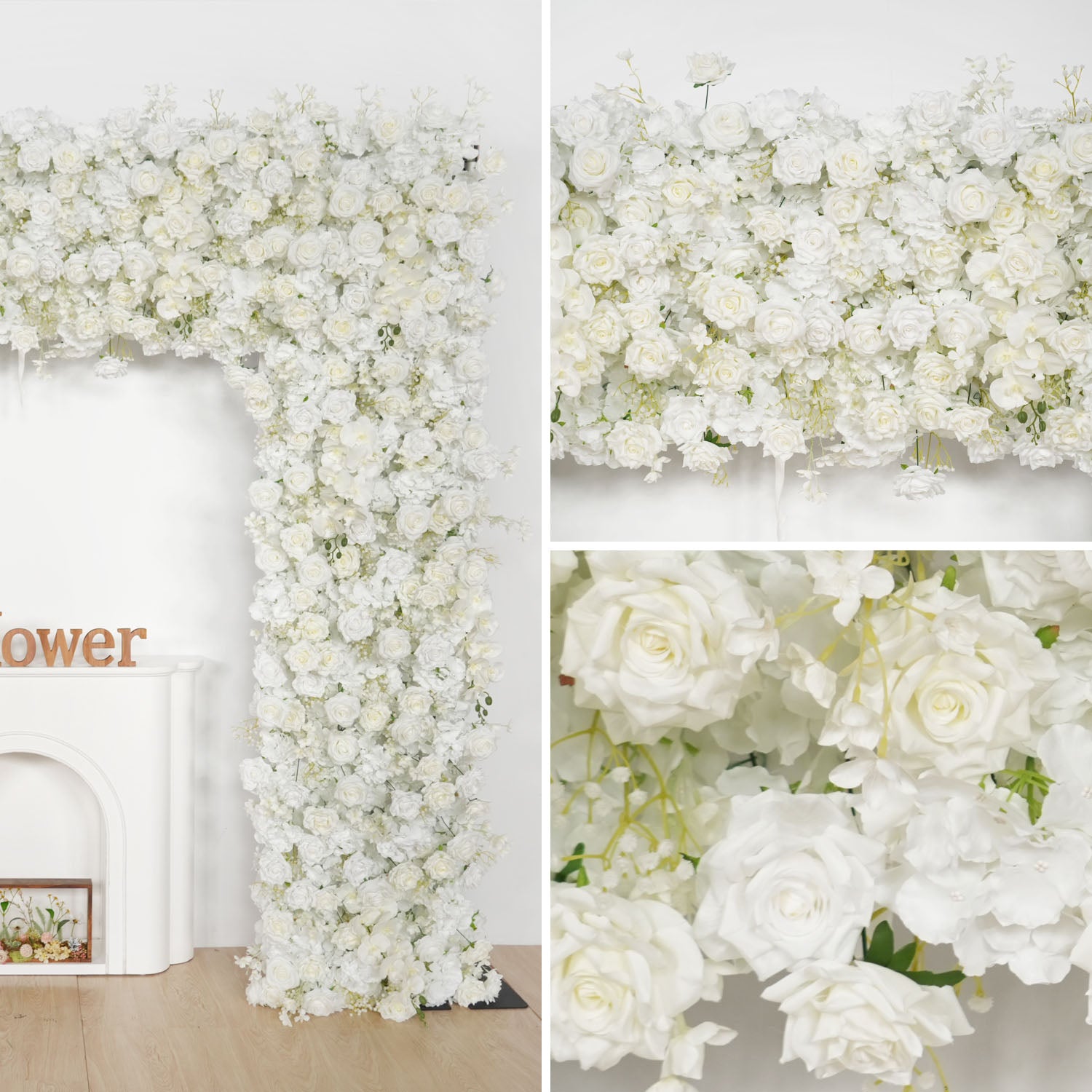 Uflower White Rose Wedding Background Flower Arrangement Arch Decoration